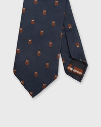 Silk Faille Club Tie Navy/Brown Owl