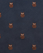 Load image into Gallery viewer, Silk Faille Club Tie Navy/Brown Owl
