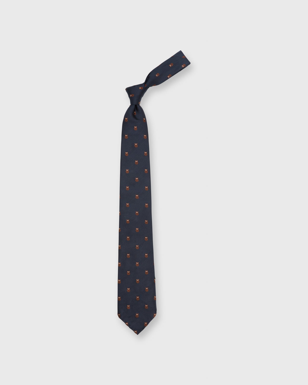 Silk Faille Club Tie Navy/Brown Owl
