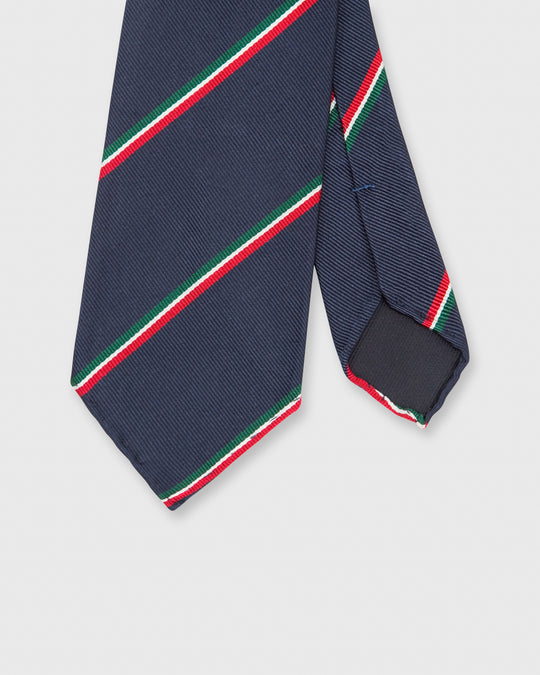 Silk Repp Tie Navy/Red/White/Green Repp Stri