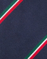 Load image into Gallery viewer, Silk Repp Tie Navy/Red/White/Green Repp Stri
