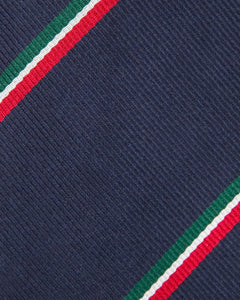 Silk Repp Tie Navy/Red/White/Green Repp Stri