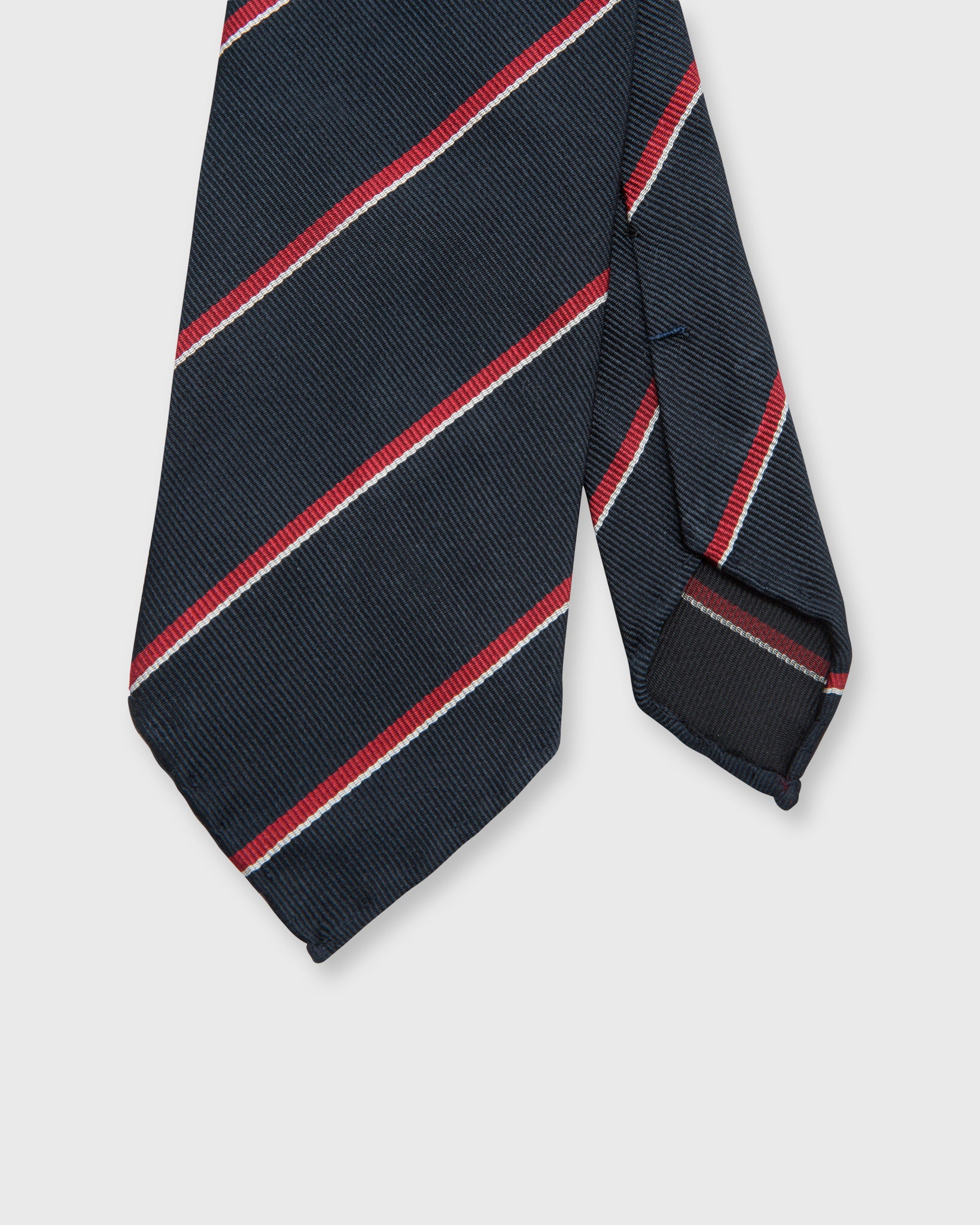 Silk Repp Tie Midnight/Red/White Stripe