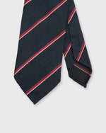 Load image into Gallery viewer, Silk Repp Tie Midnight/Red/White Stripe
