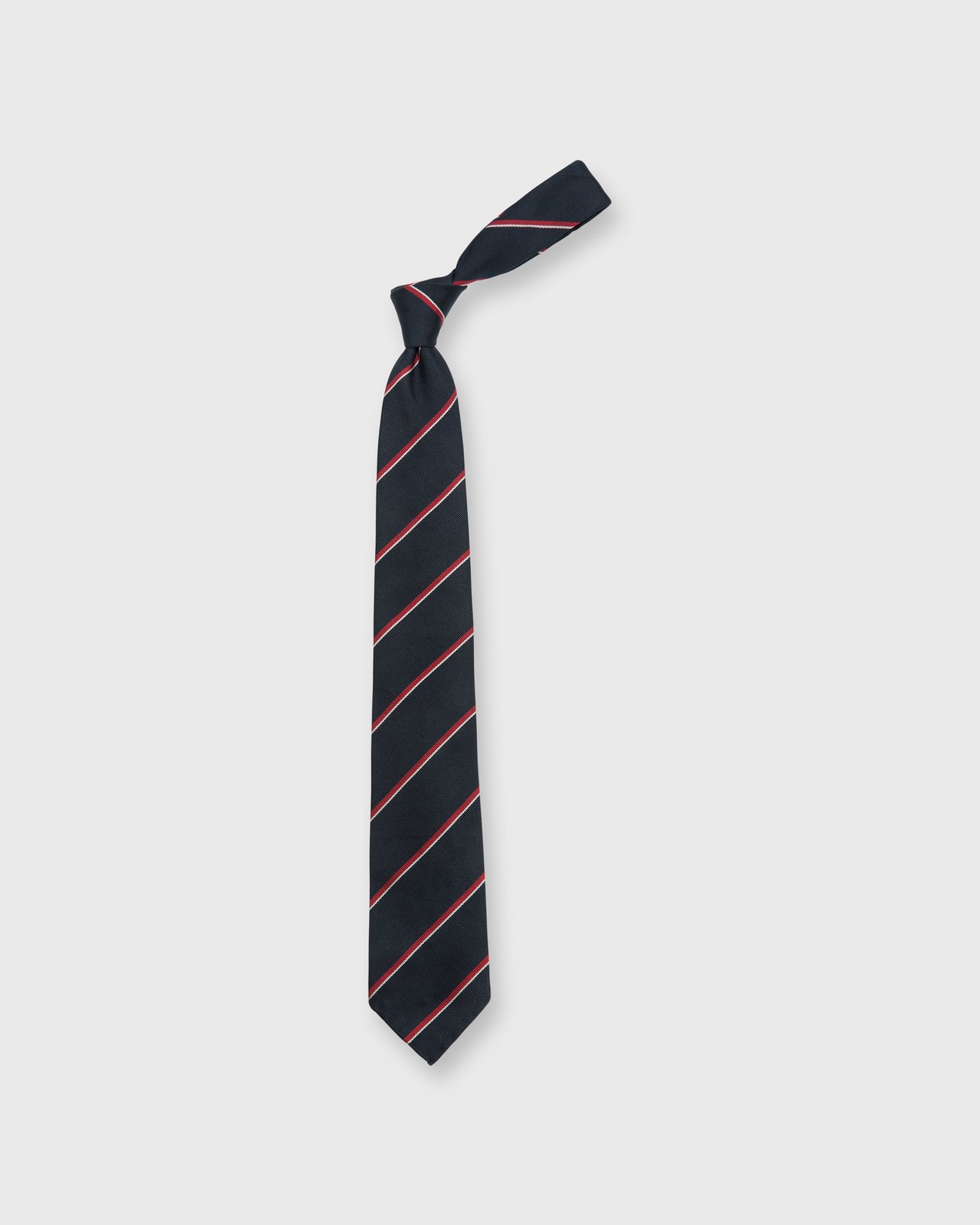 Silk Repp Tie Midnight/Red/White Stripe