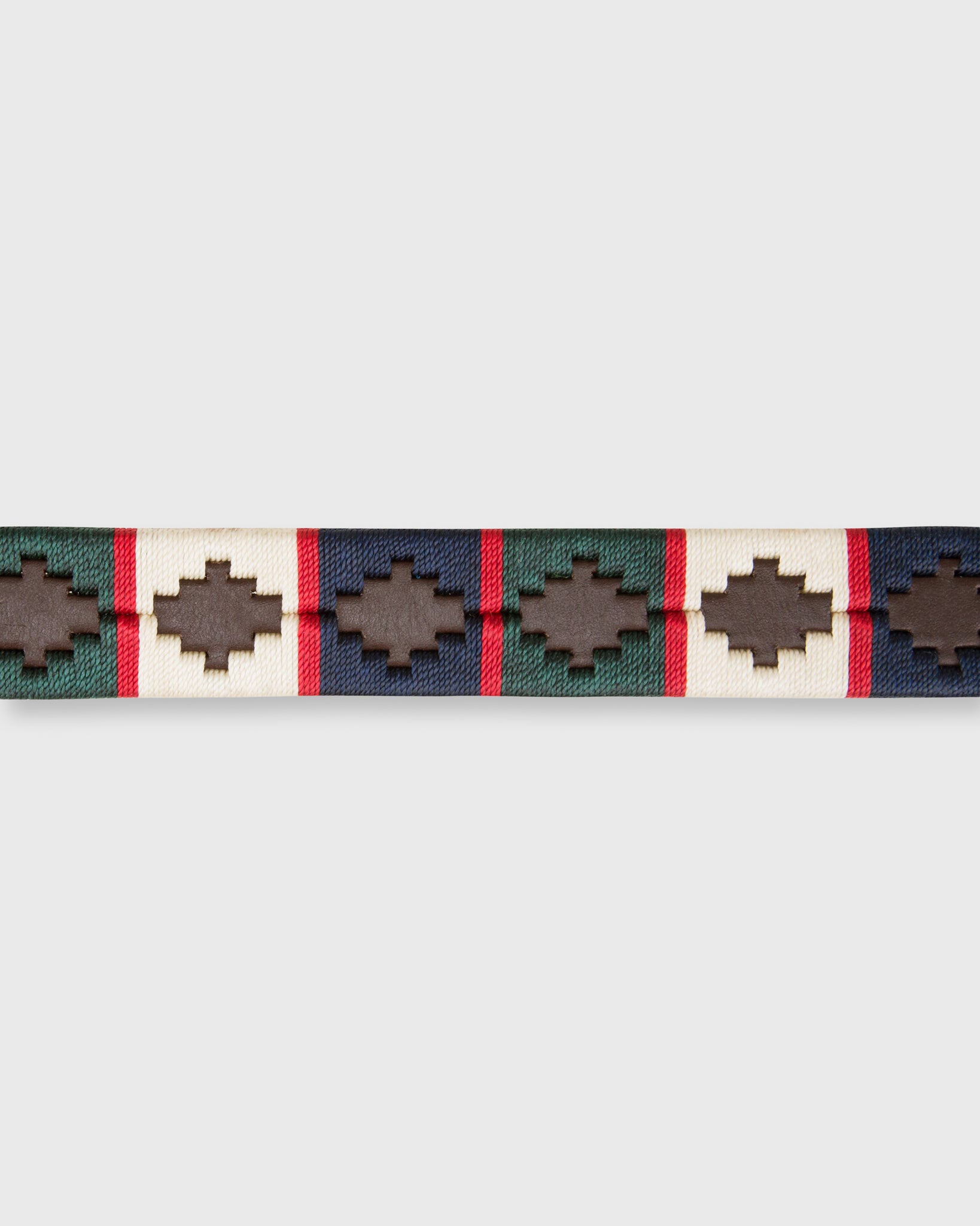 1 1/8" Polo Belt Cream/Red/Navy/Green Chocolate Leather
