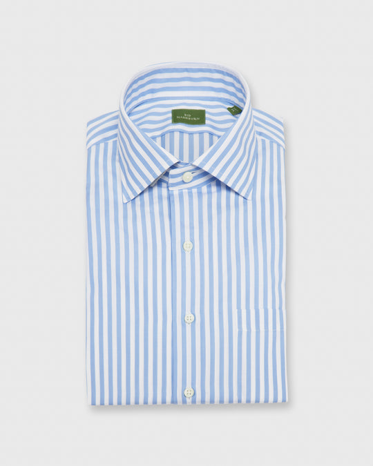 Spread Collar Dress Shirt Sky Awning Stripe Poplin