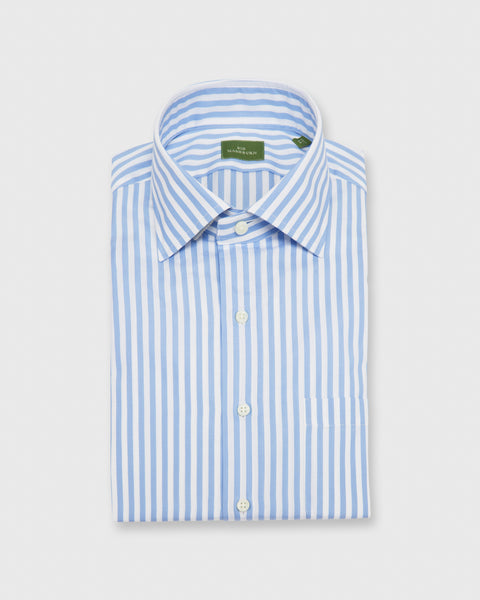 Spread Collar Dress Shirt in Sky Awning Stripe Poplin | Shop Sid