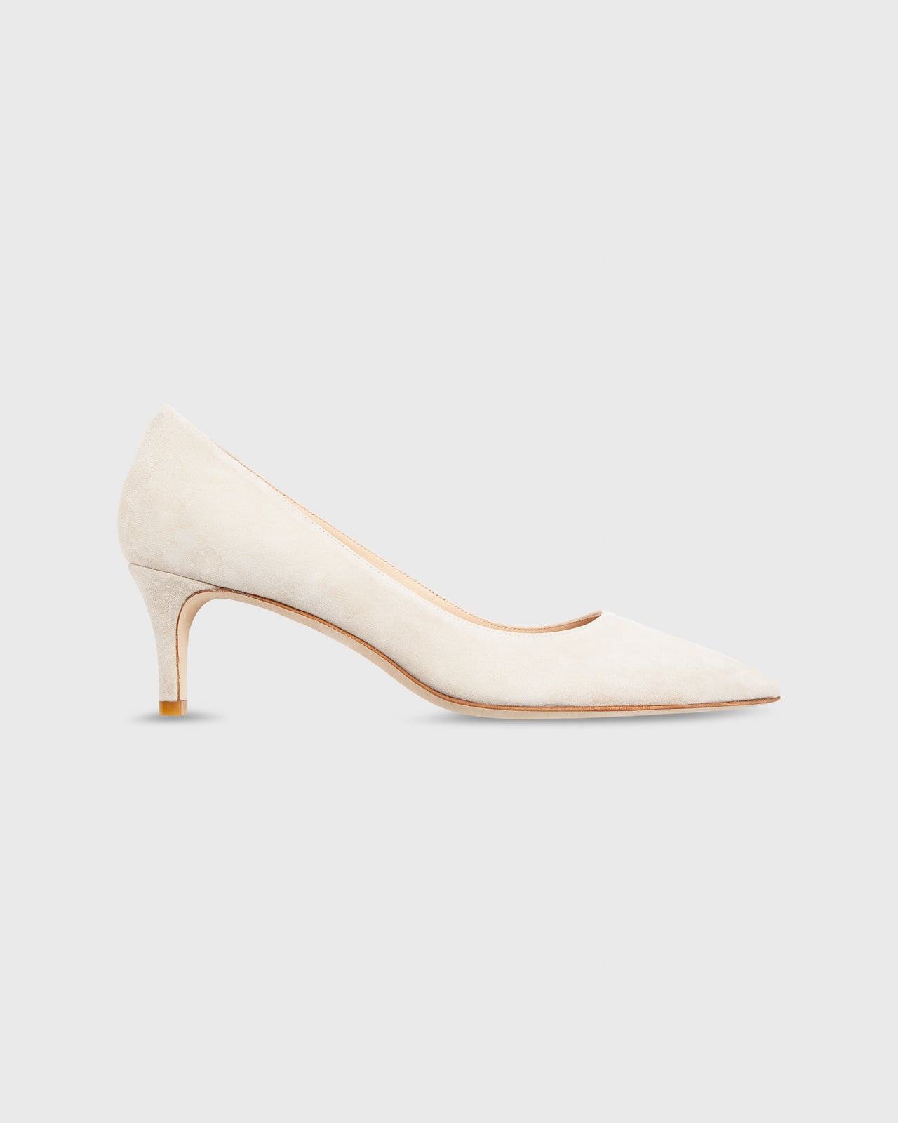 Kitten Heel Pointed-Toe Pump Light Sand Suede