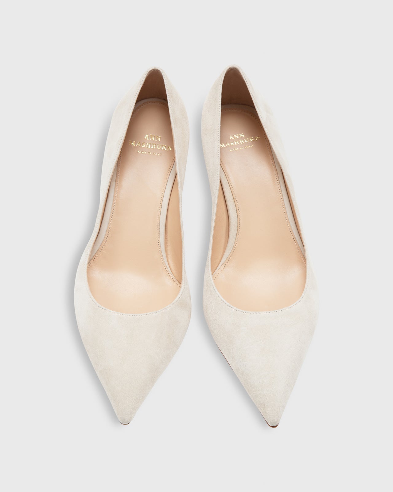 Kitten Heel Pointed-Toe Pump Light Sand Suede