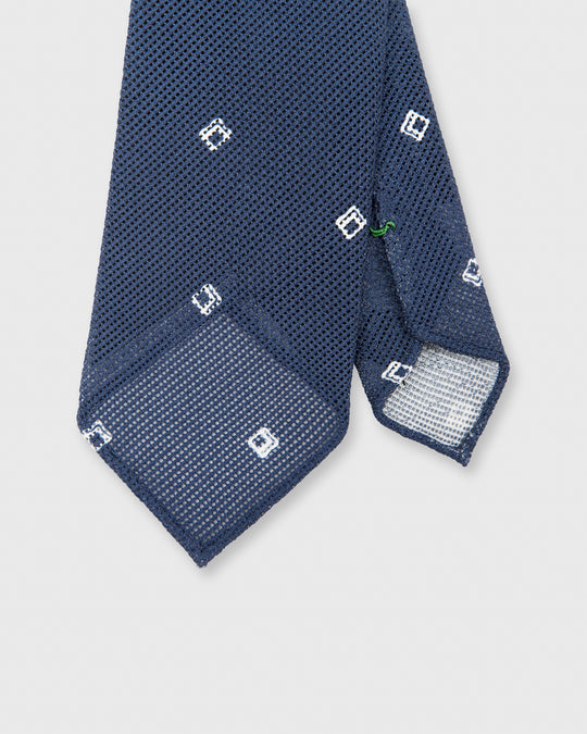 Cotton Woven Tie Navy/White Diamonds