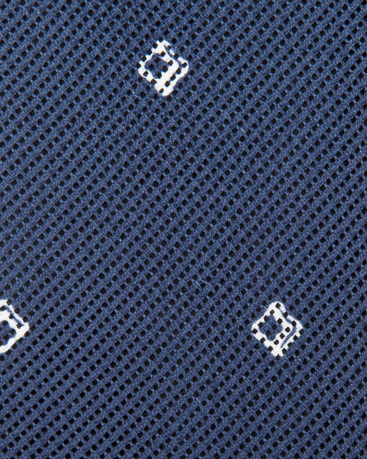 Cotton Woven Tie Navy/White Diamonds