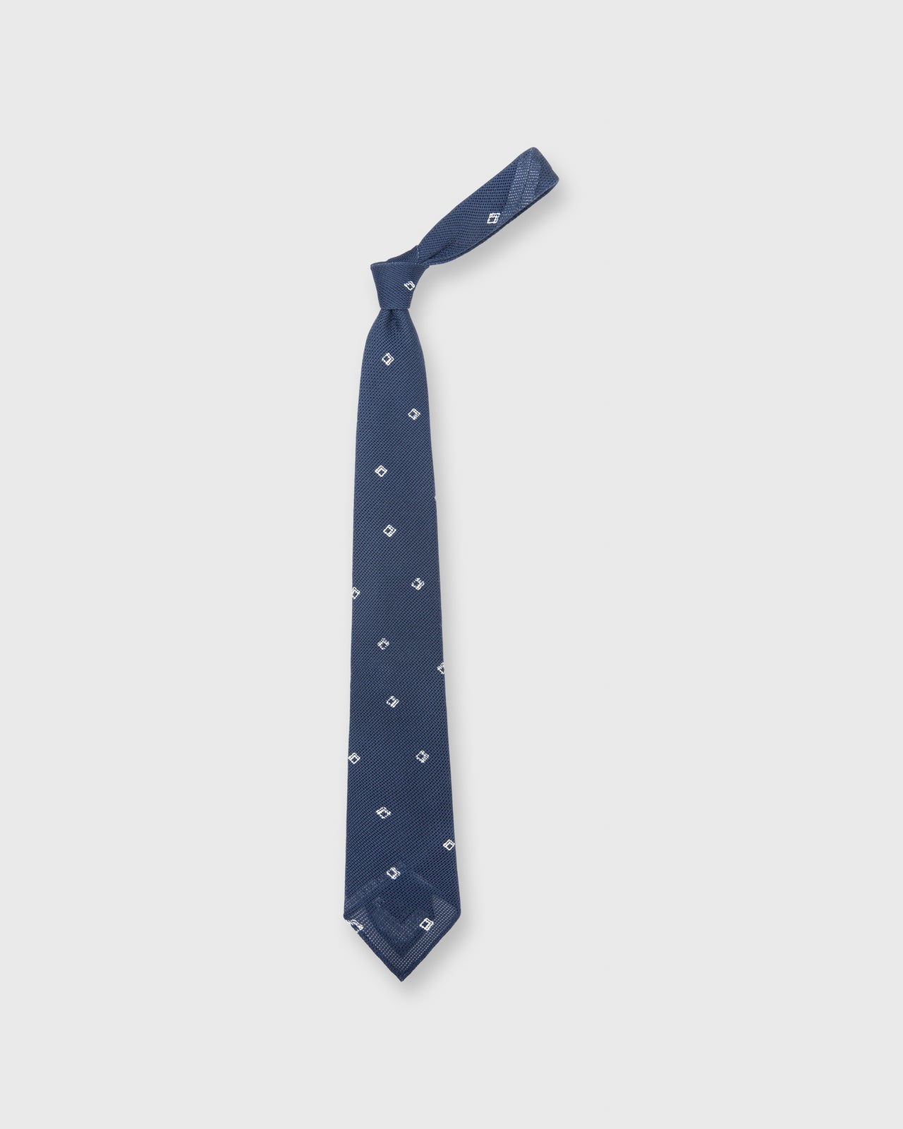 Cotton Woven Tie Navy/White Diamonds