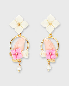 Chick Earrings Gold/White/Bubble Pink
