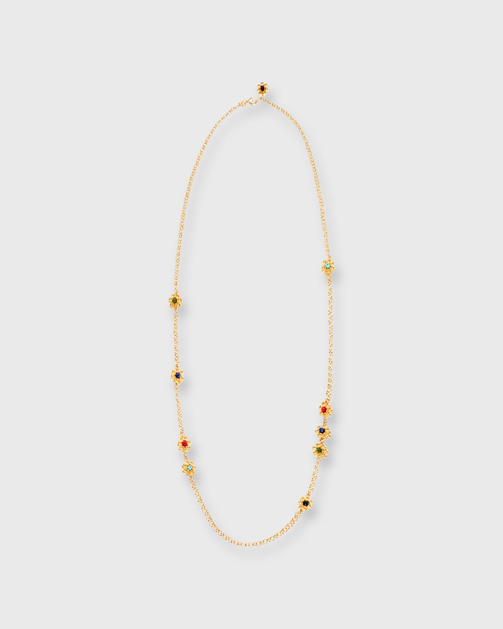 Long Daisy Chain Necklace Gold/Multi