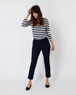 Load image into Gallery viewer, Faye Flare Cropped Pant in Indigo Stretch Denim
