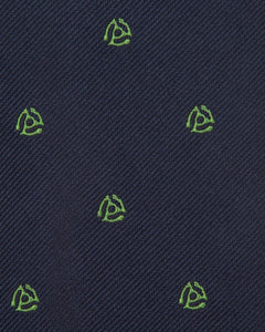 Silk Woven Club Tie Navy/Green 45 Turntable Adapter