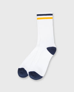 Kennedy Luxe Athletic Socks in White/Navy/Gold | Shop Sid Mashburn