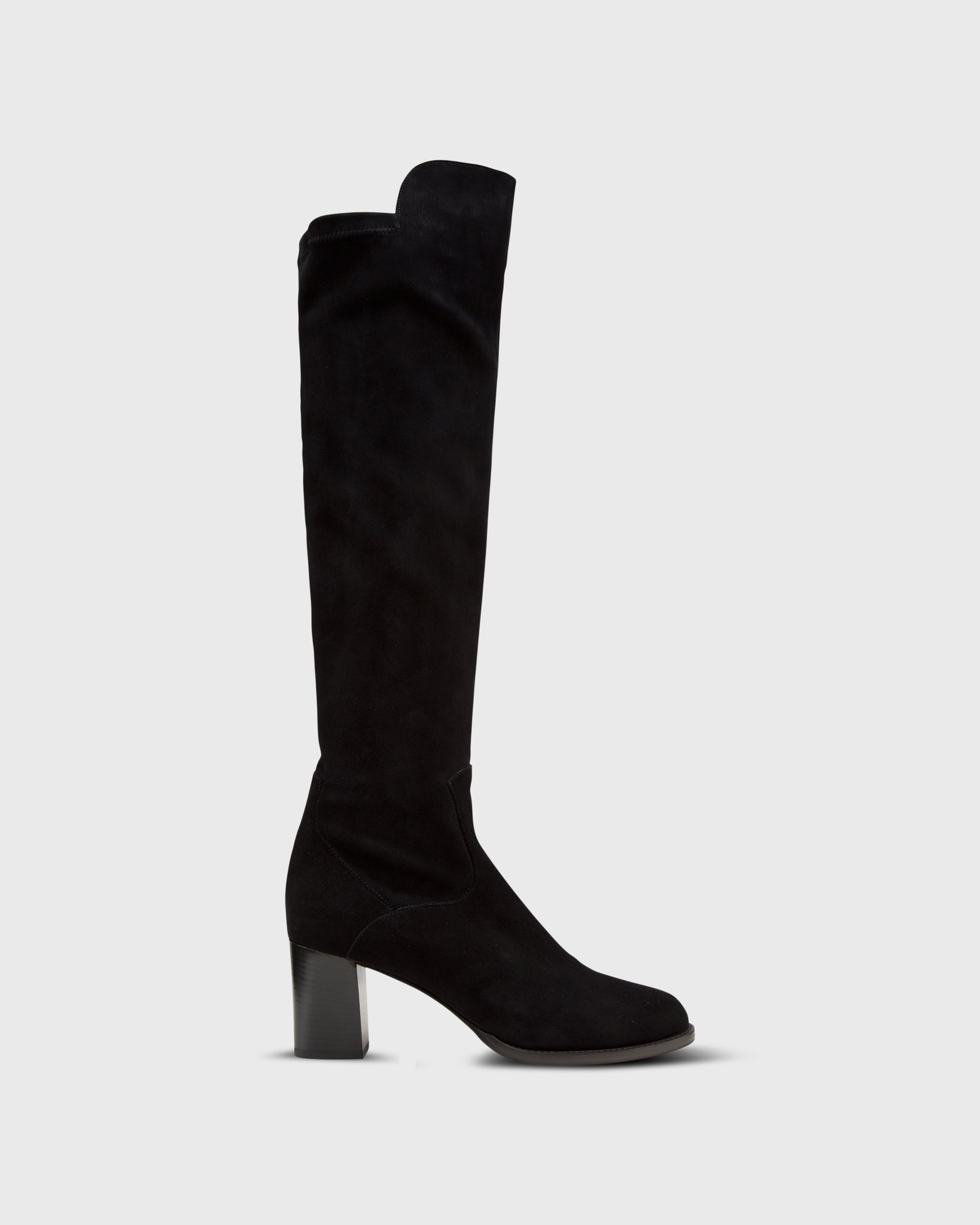 Heeled Pull-On Boot Black Suede