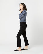 Load image into Gallery viewer, Flare Cropped 5-Pocket Jean in Black Stretch Denim
