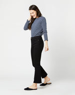 Load image into Gallery viewer, Flare Cropped 5-Pocket Jean in Black Stretch Denim

