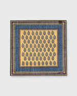 Load image into Gallery viewer, Hand-Rolled Pocket Square Yellow Gold/Blue Block Pine
