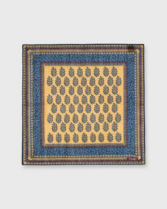 Hand-Rolled Pocket Square Yellow Gold/Blue Block Pine
