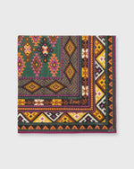 Load image into Gallery viewer, Hand-Rolled Pocket Square Purple/Yellow/Multi Geo Kelim
