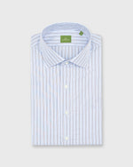 Load image into Gallery viewer, Spread Collar Dress Shirt Sky/Navy/Khaki Bar Stripe Poplin
