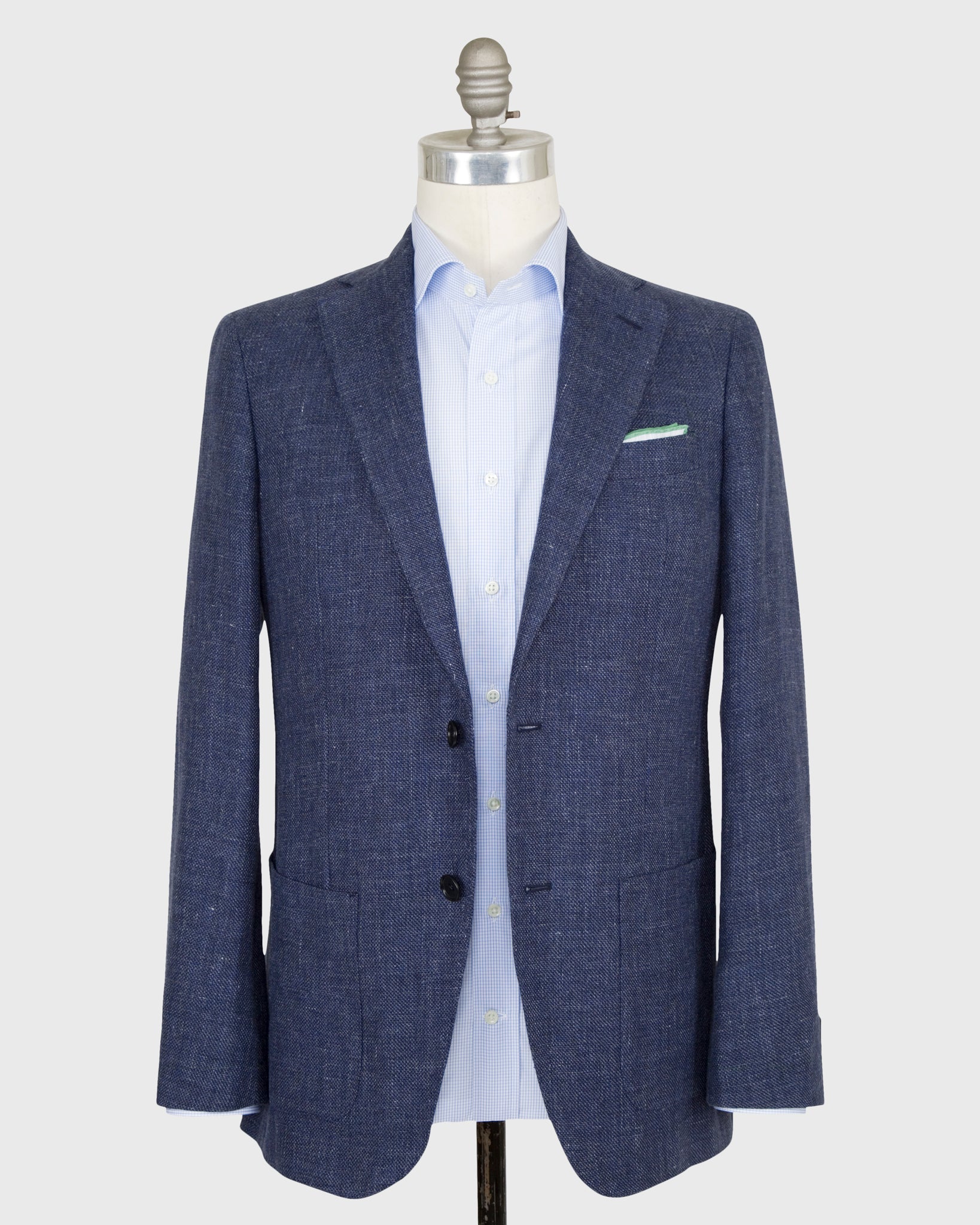 Kincaid No. 2 Jacket in Blue Mix Linen/Wool Hopsack
