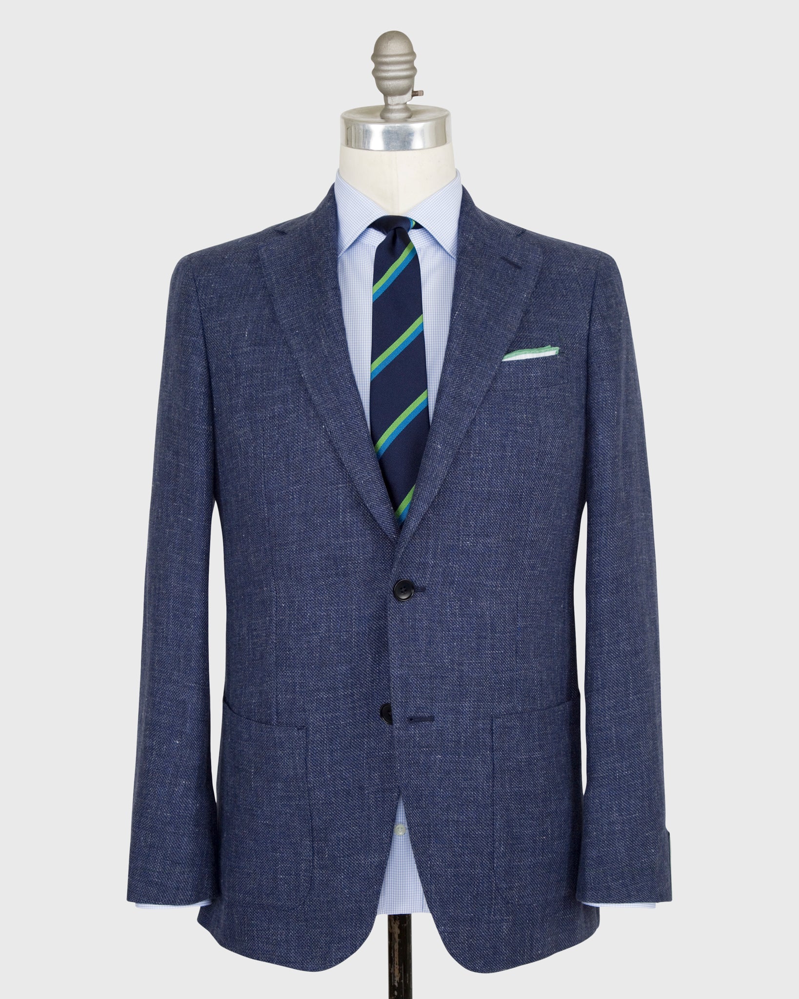 Kincaid No. 2 Jacket in Blue Mix Linen/Wool Hopsack
