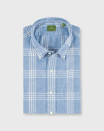 Load image into Gallery viewer, Button-Down Sport Shirt Dusty Blue Plaid Linen Chambray
