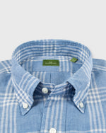 Load image into Gallery viewer, Button-Down Sport Shirt Dusty Blue Plaid Linen Chambray
