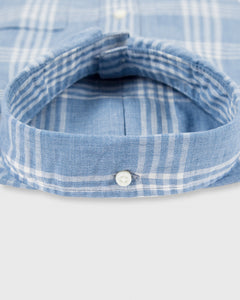 Button-Down Sport Shirt Dusty Blue Plaid Linen Chambray