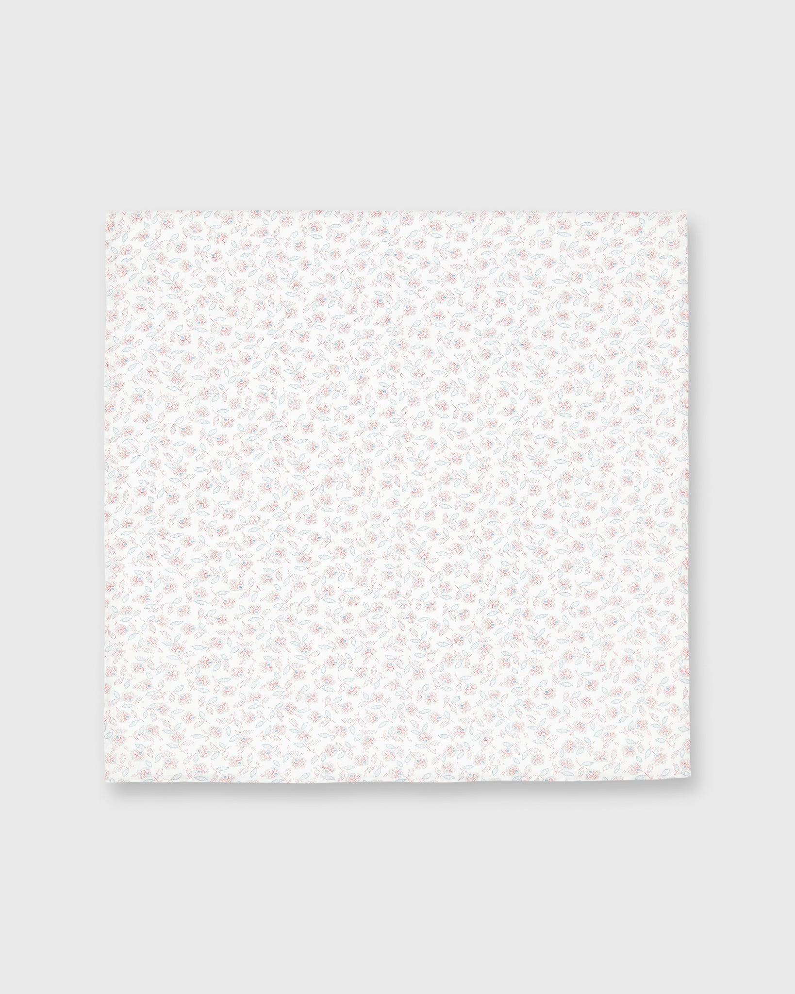 Cotton Print Pocket Square Bone/Cranberry Floral Dot