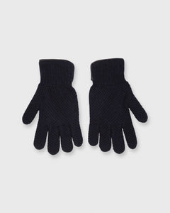 Cashmere-Lined Waffle Knit Gloves Navy Merino