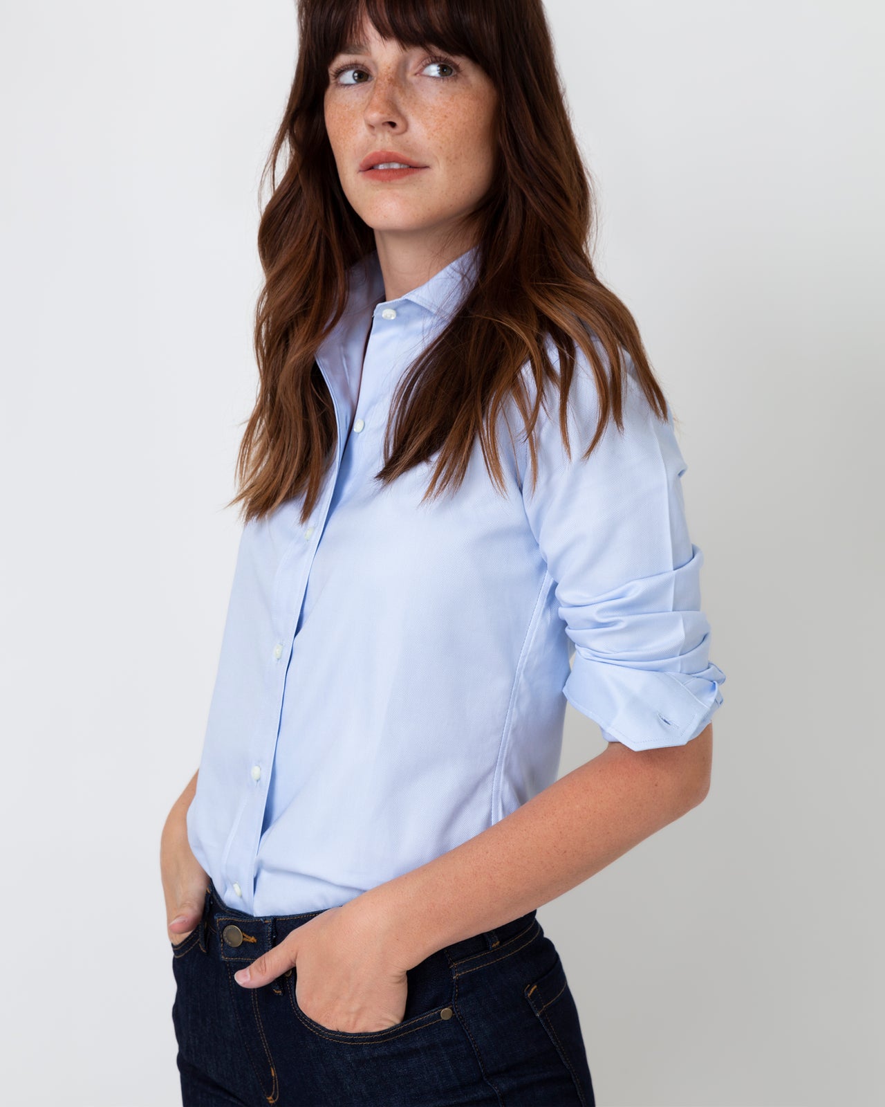 Icon Spread Shirt in Sky Blue Roxford | Shop Ann Mashburn