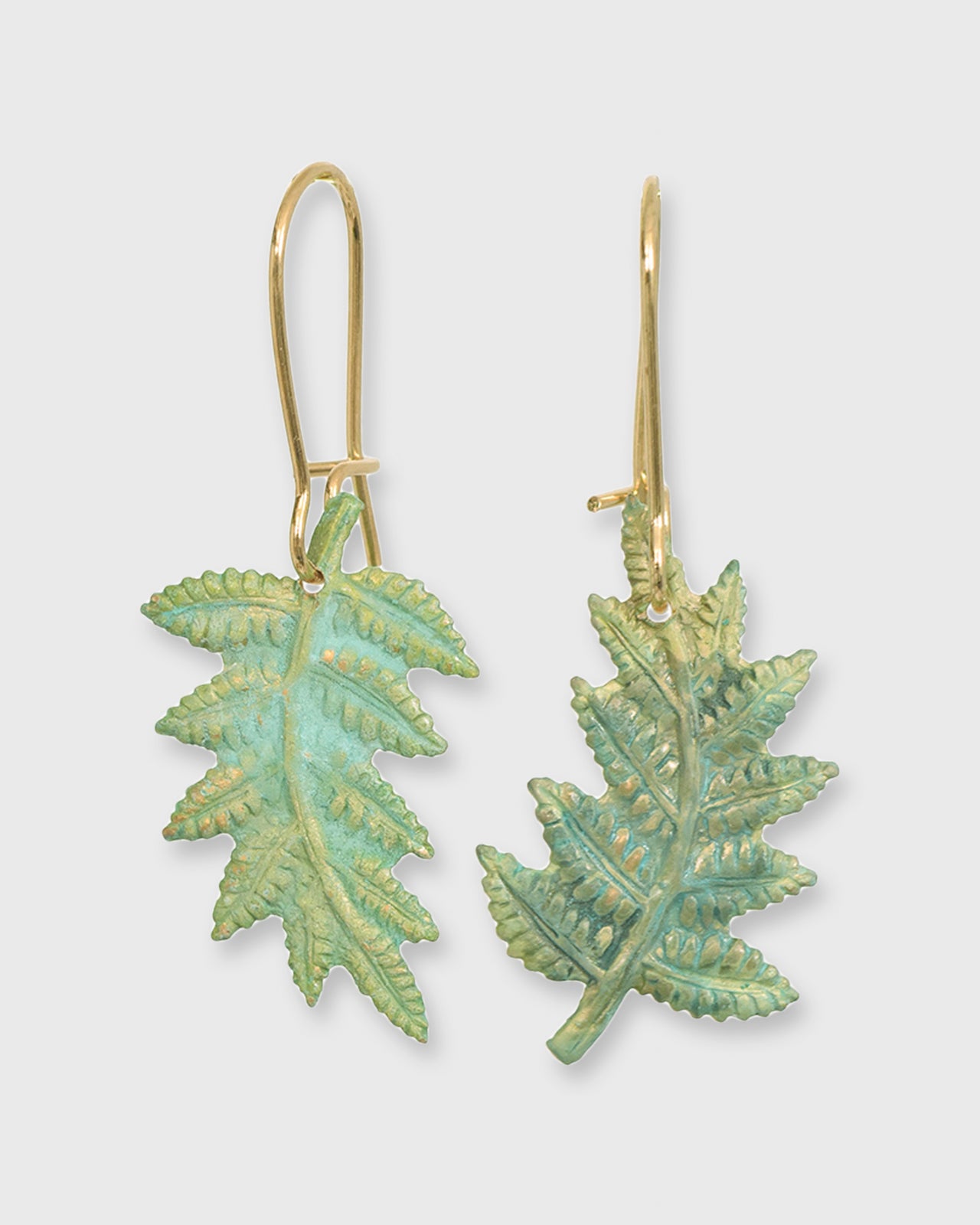 Fern Earrings Bluish-Green/Brass