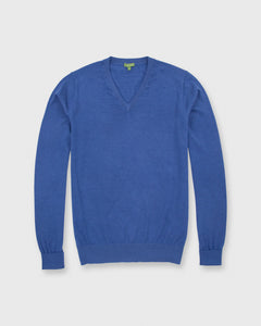 Fine-Gauge V-Neck Sweater Serge Blue Cashmere