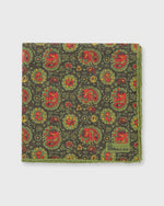 Load image into Gallery viewer, Hand-Rolled Pocket Square Loden/Red Paisley

