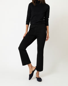 Cotton Flared Crop Pants in Black