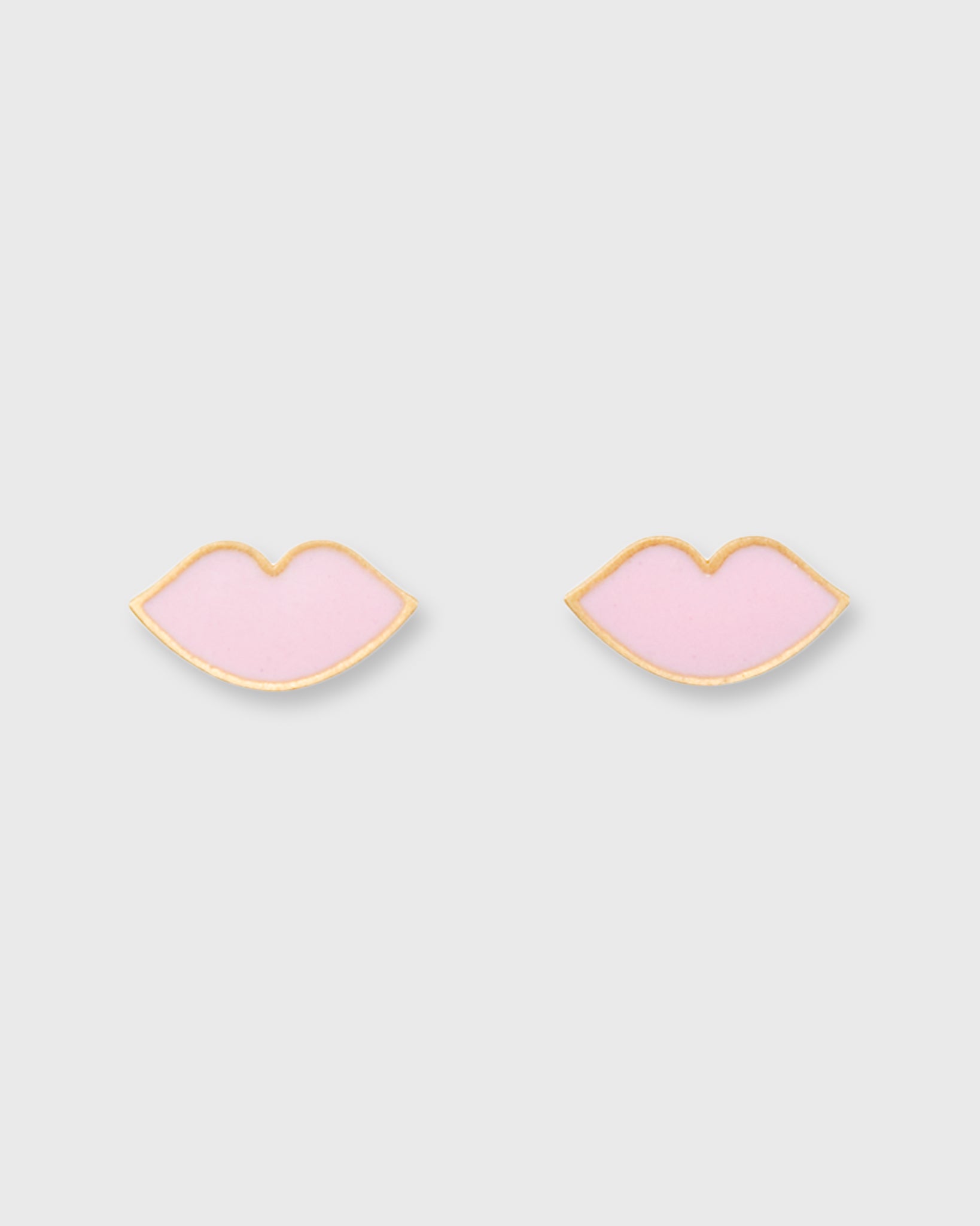 Kiss Stud Earrings Light Pink Enamel