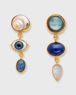Load image into Gallery viewer, Three Charm Moving Drop Earrings Blue
