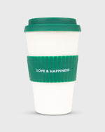 Load image into Gallery viewer, 14 oz. Reusable Coffee Cup White/Green
