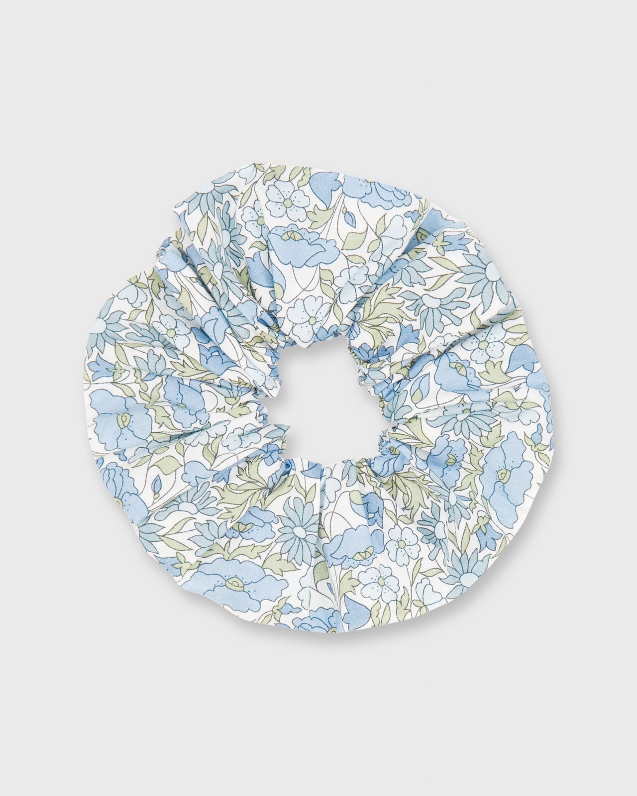 Large Scrunchie Blue Poppy & Daisy Liberty Fabric