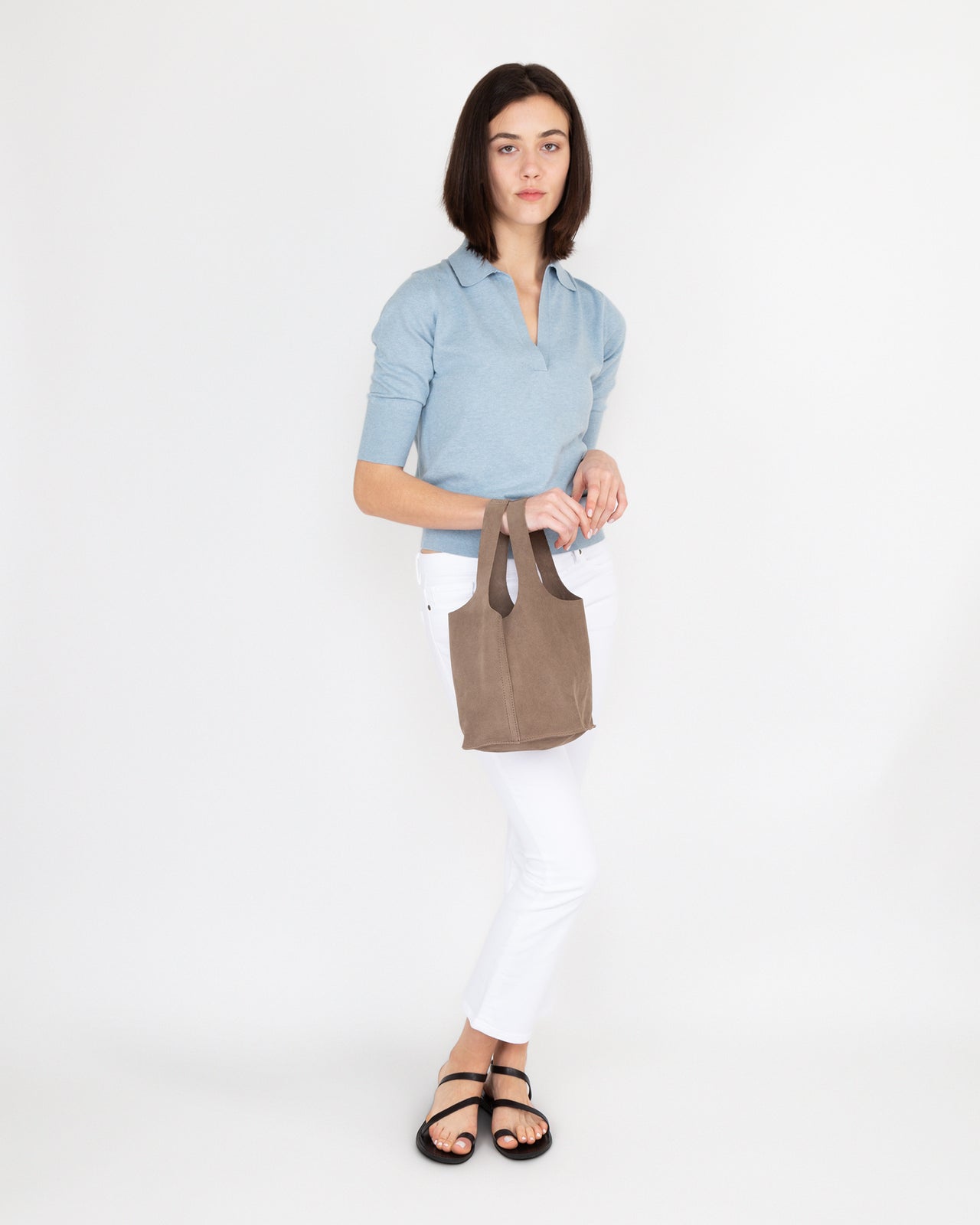 Paola Bucket Bag Taupe Suede