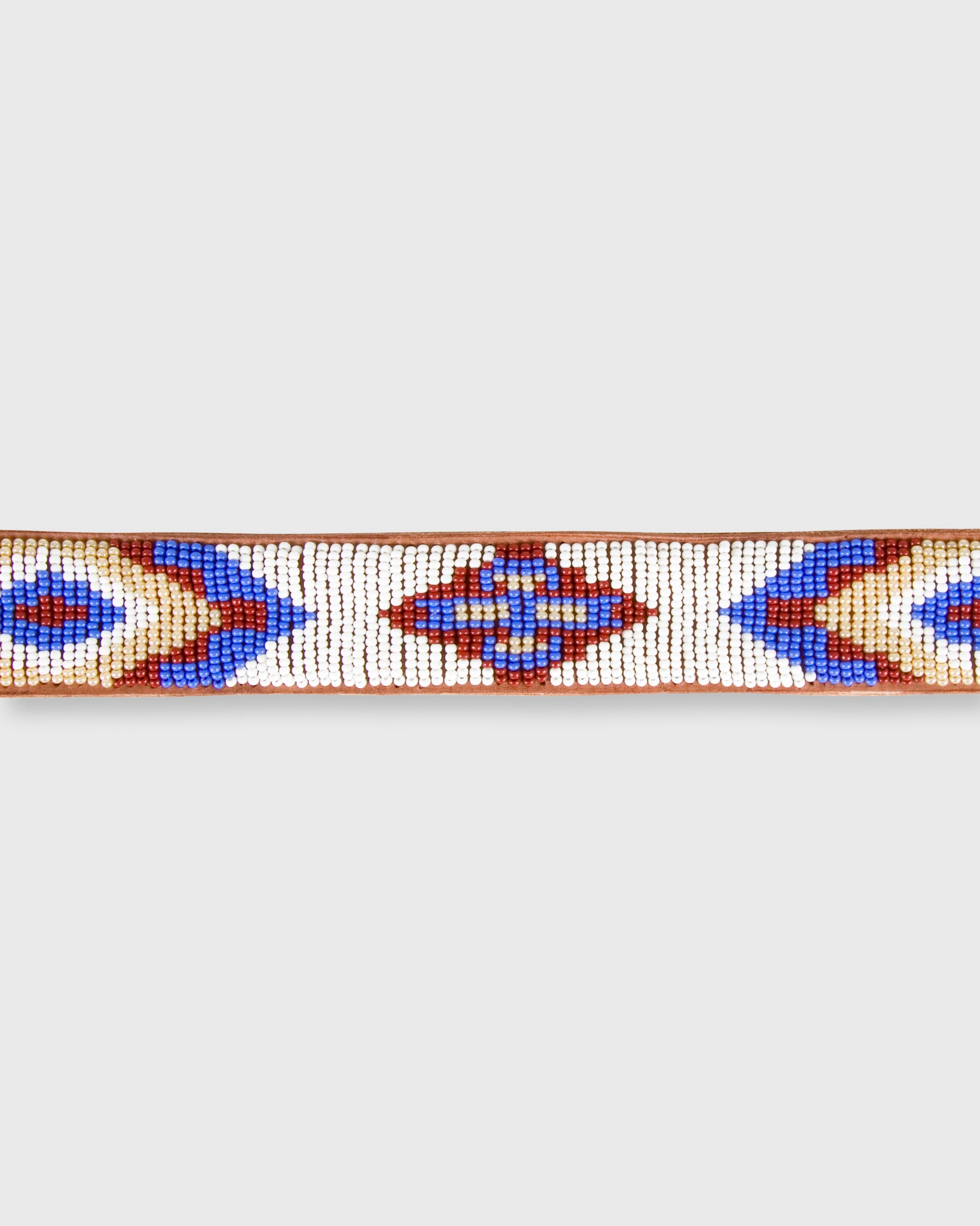 1.25" African Beaded Belt White/Turquoise/Yellow Chobe Design