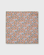 Load image into Gallery viewer, Cotton/Linen Print Pocket Square Blue/Olive/Orange Floral
