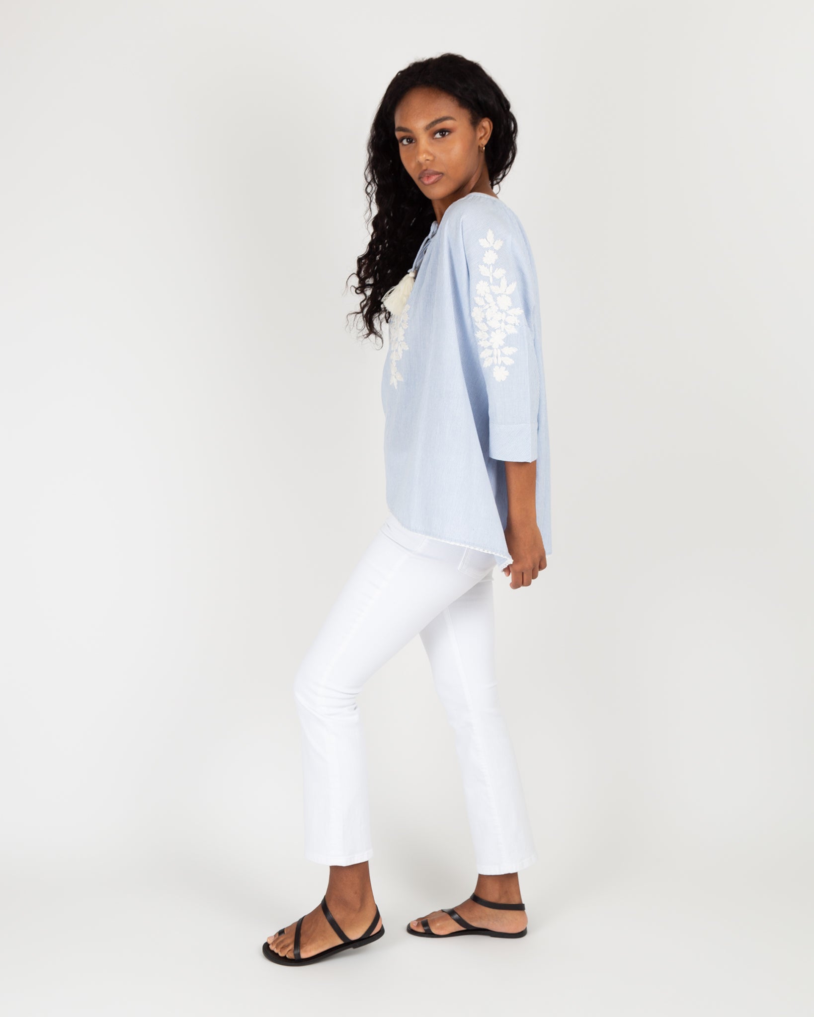 Calypso Shirt Blue/White Stripe