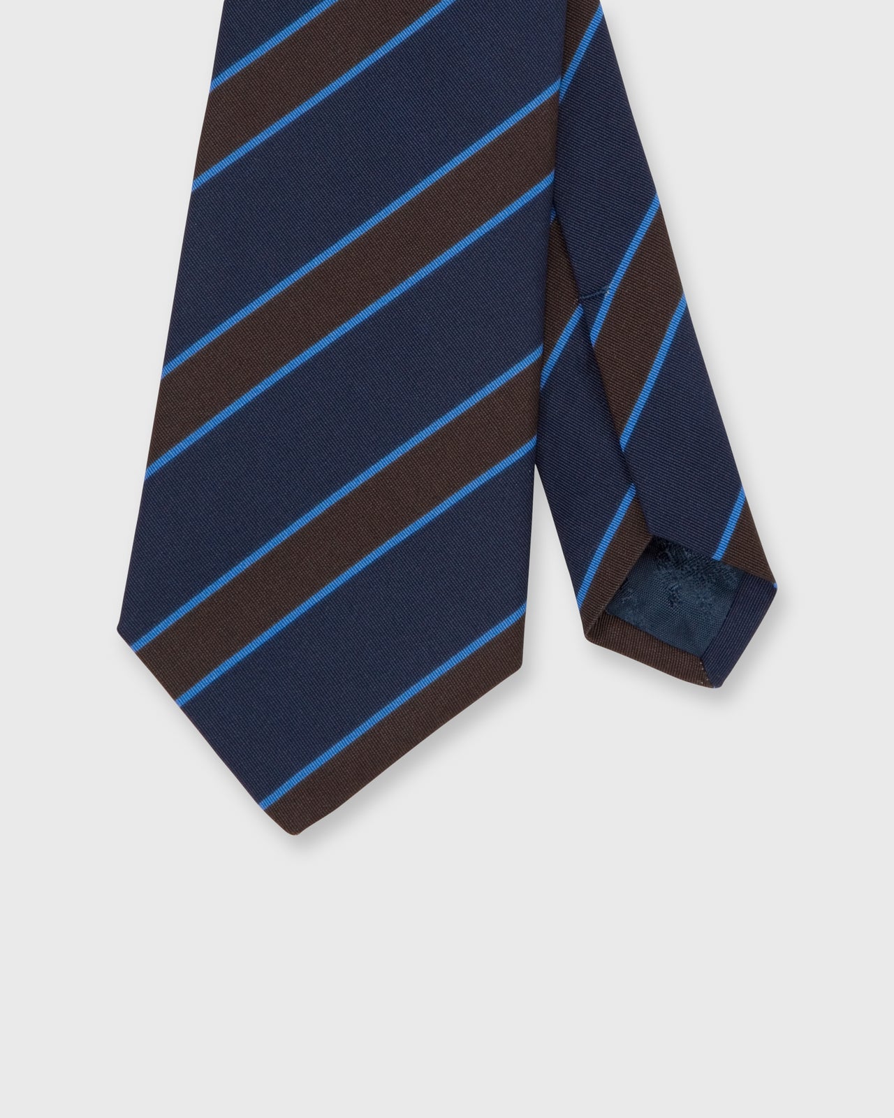 Irish Poplin Tie Navy/Chocolate/Sky Stripe